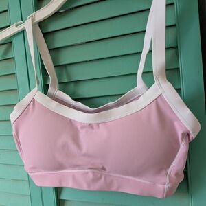 Chic Pink and White Sports Bra